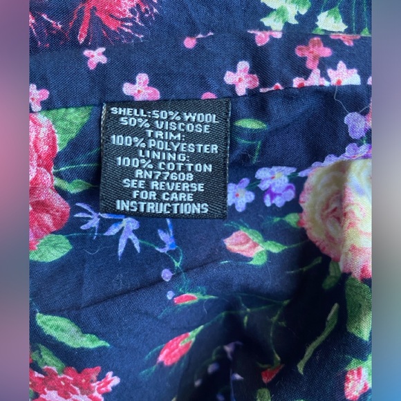 J. Peterman Company Wool Blend Blazer with Colorblock and Printed Lining Size 10 - Picture 9 of 12